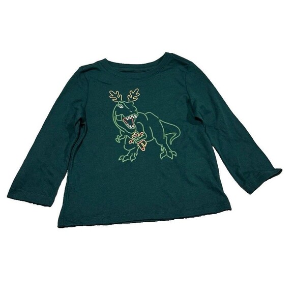 Holiday Time Other - Long Sleeve  Dinosaur Christmas Green Holiday T-Shirt Size 18M